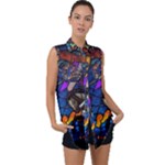 The Game Monster Stained Glass Sleeveless Chiffon Button Shirt