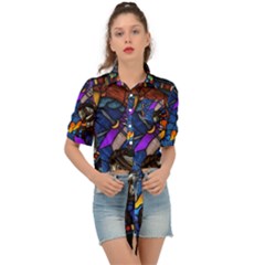 The Game Monster Stained Glass Tie Front Shirt  by Cowasu