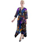 The Game Monster Stained Glass Quarter Sleeve Wrap Front Maxi Dress