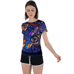 The Game Monster Stained Glass Back Circle Cutout Sports Tee by Cowasu