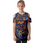 The Game Monster Stained Glass Fold Over Open Sleeve Top