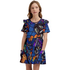 The Game Monster Stained Glass Kids  Frilly Sleeves Pocket Dress by Cowasu