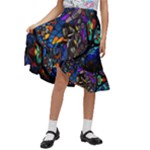 The Game Monster Stained Glass Kids  Ruffle Flared Wrap Midi Skirt