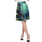 Rainforest Jungle Cartoon Animation Background A-Line Skirt