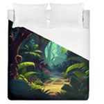 Rainforest Jungle Cartoon Animation Background Duvet Cover (Queen Size)