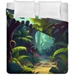 Rainforest Jungle Cartoon Animation Background Duvet Cover Double Side (California King Size)