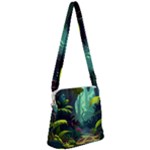 Rainforest Jungle Cartoon Animation Background Zipper Messenger Bag