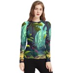 Rainforest Jungle Cartoon Animation Background Women s Long Sleeve Rash Guard