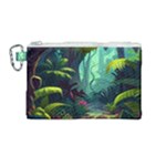 Rainforest Jungle Cartoon Animation Background Canvas Cosmetic Bag (Medium)