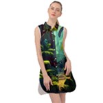 Rainforest Jungle Cartoon Animation Background Sleeveless Shirt Dress
