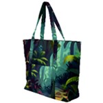 Rainforest Jungle Cartoon Animation Background Zip Up Canvas Bag
