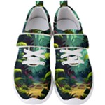 Rainforest Jungle Cartoon Animation Background Men s Velcro Strap Shoes