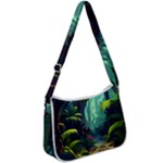 Rainforest Jungle Cartoon Animation Background Zip Up Shoulder Bag