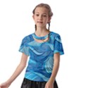Ocean Waves Sea Abstract Pattern Water Blue Kids  Front Cut Tee View2