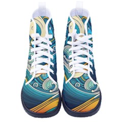 Waves Wave Ocean Sea Abstract Whimsical Abstract Art Women s High-top Canvas Sneakers