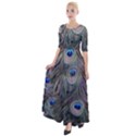 Peacock Feathers Peacock Bird Feathers Half Sleeves Maxi Dress View1