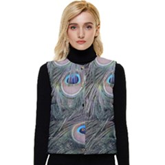 Peacock Feathers Peacock Bird Feathers Women s Short Button Up Puffer Vest by Ndabl3x