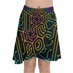 Circuit Hexagonal Geometric Pattern Background Pattern Chiffon Wrap Front Skirt