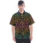 Circuit Hexagonal Geometric Pattern Background Pattern Men s Short Sleeve Shirt
