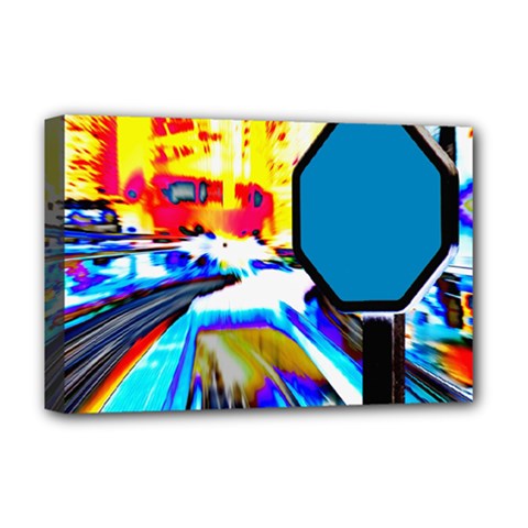 Stop Retro Abstract Stop Sign Blur Deluxe Canvas 18  X 12  (stretched) by Ndabl3x