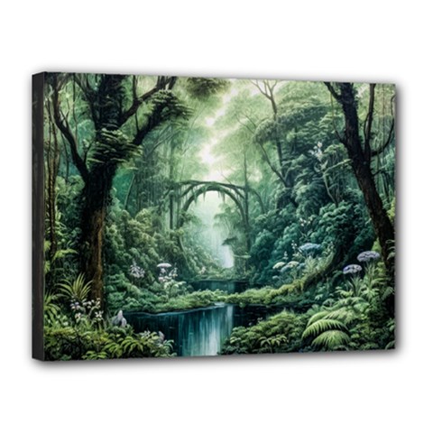 River Forest Wood Nature Canvas 16  X 12  (stretched) by Ndabl3x