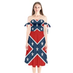 Rebel Flag  Shoulder Tie Bardot Midi Dress