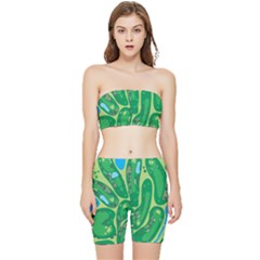 Golf Course Par Golf Course Green Stretch Shorts And Tube Top Set by Cowasu