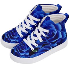 Blue Roses Flowers Plant Romance Blossom Bloom Nature Flora Petals Kids  Hi-top Skate Sneakers by Cowasu