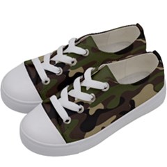 Texture Military Camouflage Repeats Seamless Army Green Hunting Kids  Low Top Canvas Sneakers by Cowasu