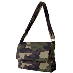 Texture Military Camouflage Repeats Seamless Army Green Hunting Full Print Messenger Bag (l) by Cowasu
