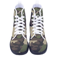 Texture Military Camouflage Repeats Seamless Army Green Hunting Women s High-top Canvas Sneakers by Cowasu