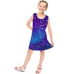 Realistic Night Sky With Constellations Kids  Tunic Dress by Cowasu