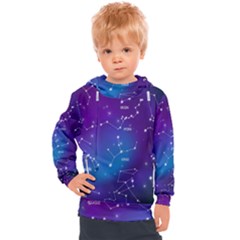 Realistic Night Sky With Constellations Kids  Hooded Pullover by Cowasu