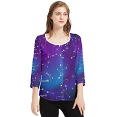 Realistic Night Sky With Constellations Chiffon Quarter Sleeve Blouse by Cowasu