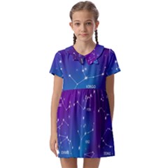 Realistic Night Sky With Constellations Kids  Asymmetric Collar Dress by Cowasu