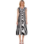 Animal Cute Pattern Art Zebra V-Neck Drawstring Shoulder Sleeveless Maxi Dress