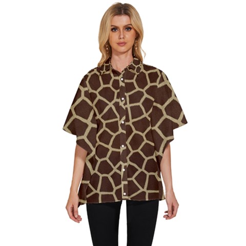 Giraffe Animal Print Skin Fur Women s Batwing Button Up Shirt by Amaryn4rt