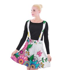 Flowers Pattern Vector Art Suspender Skater Skirt by Amaryn4rt
