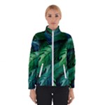 Tropical Green Leaves Background Women s Bomber Jacket