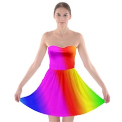 Multi Color Rainbow Background Strapless Bra Top Dress by Amaryn4rt