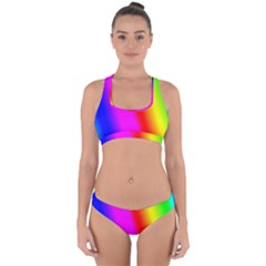 Multi Color Rainbow Background Cross Back Hipster Bikini Set by Amaryn4rt