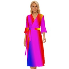 Multi Color Rainbow Background Midsummer Wrap Dress