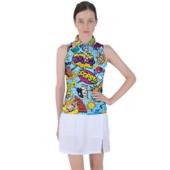 Comic Elements Colorful Seamless Pattern Women s Sleeveless Polo Tee by Amaryn4rt