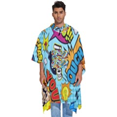 Comic Elements Colorful Seamless Pattern Men s Hooded Rain Ponchos by Amaryn4rt