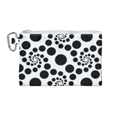 Dot Dots Round Black And White Canvas Cosmetic Bag (medium) by Amaryn4rt