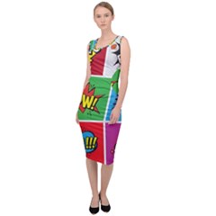 Pop Art Comic Vector Speech Cartoon Bubbles Popart Style With Humor Text Boom Bang Bubbling Expressi Sleeveless Pencil Dress by Amaryn4rt