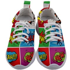 Pop Art Comic Vector Speech Cartoon Bubbles Popart Style With Humor Text Boom Bang Bubbling Expressi Kids Athletic Shoes by Amaryn4rt