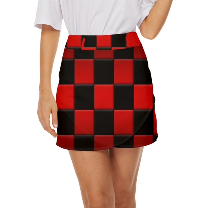 Black And Red Backgrounds- Mini Front Wrap Skirt