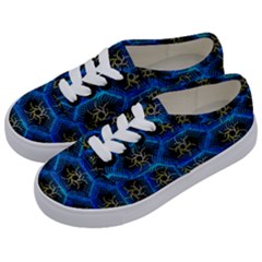 Blue Bee Hive Pattern- Kids  Classic Low Top Sneakers by Amaryn4rt