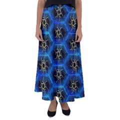 Blue Bee Hive Flared Maxi Skirt by Amaryn4rt